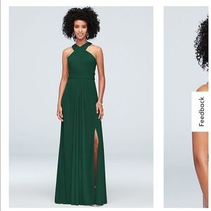 David’s Bridal Crisscross High-Neck Mesh Bridesmaid Dress